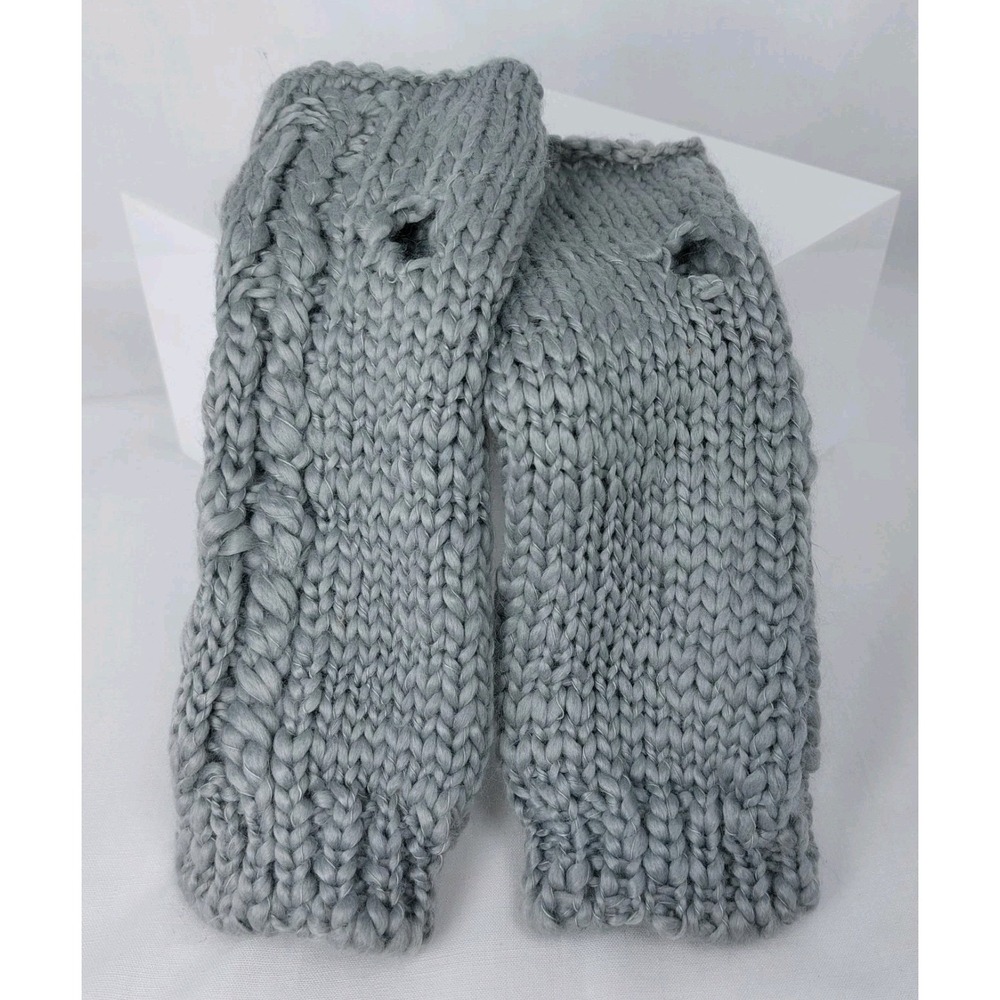 Rooted Soul‎ Fingerless Cable Knit Gloves Hand Warmers 3"x8.75" Gray NEW